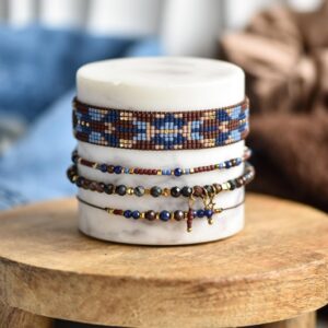 Zestaw bransoletek Blue & Brown Boho